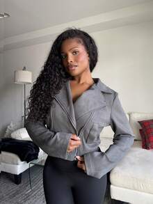 Tyla Gomez Women's Spring And Autumn Stand Collar Zipper Up Casual Jacket With Long Sleeves Fall Winter Cloth For Women - Dark Grey - View 1