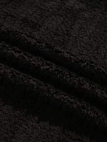 Manfinity Underwear&Sleepwear Basics Men's Plus Size Thickened Coral Fleece Crew Neck Long Sleeve Pajama Set, Autumn/Winter - Black - View 3