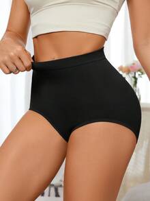 SHEIN 1pc Women's Seamless High Elasticity Tummy Control Lifting Pants - Black - View 4