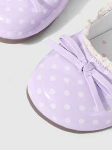 ROMWE Kawaii Giày lười da màu nâu, kiểu Mary Jane, có nơ, dành cho nữ, thích hợp làm quà Giáng sinh. - Điểm sóng da sáng màu tím - Xem 5