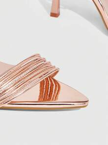 CUCCOO SZL Giày sandal cao gót mũi nhọn màu vàng ánh kim đính đá lấp lánh, kiểu dáng gợi cảm, thích hợp cho tiệc tùng, dịp Giáng sinh và Lễ tình nhân. - Rượu sâm banh - Xem 6