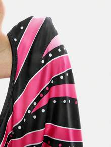SHEIN 女童印花长袖连体裤体操服 - 黑色 - 查看 7