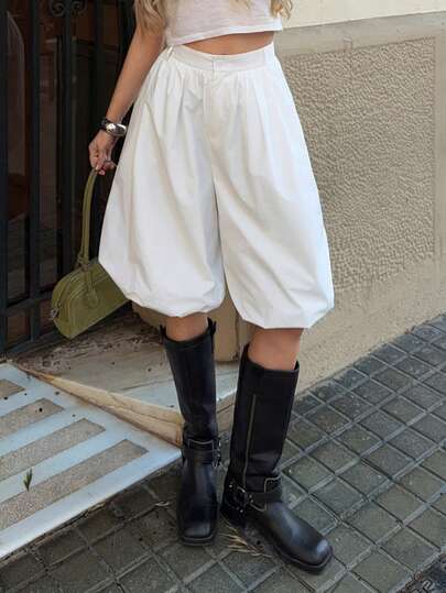 Livesso Women's Spring/Summer Floral Bud Casual Loose Shorts, Elegant For Valentine's Day, Wedding, Beach, Office, Commute