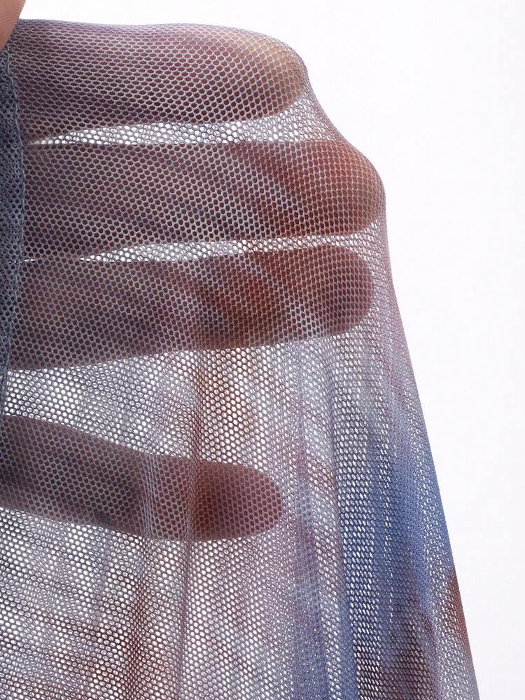 Charming Ombre Mesh Ruched Waist Long Slip Dress For Women