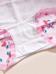 Eraneu 女士樱桃印花蕾丝拼接三角裤 - 彩色 - 查看 9