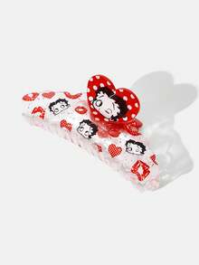 Betty Boop x SHEIN 透明亚克力爱心图案发夹，礼物，发卡，发夹，发抓夹，发爪夹，礼品创意，派对，节日，情人节 - 彩色 - 查看 6