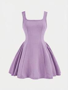 Firerie Kids Tween Girls Elegant & Cute Square Neck A-Line Patchwork Dress With Large Bow Back - Mauve Purple - View 5