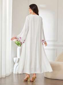 SHEIN Najma 优雅复古定制浪漫蕾丝拼接宽松两件套女装 - 白色 - 查看 2