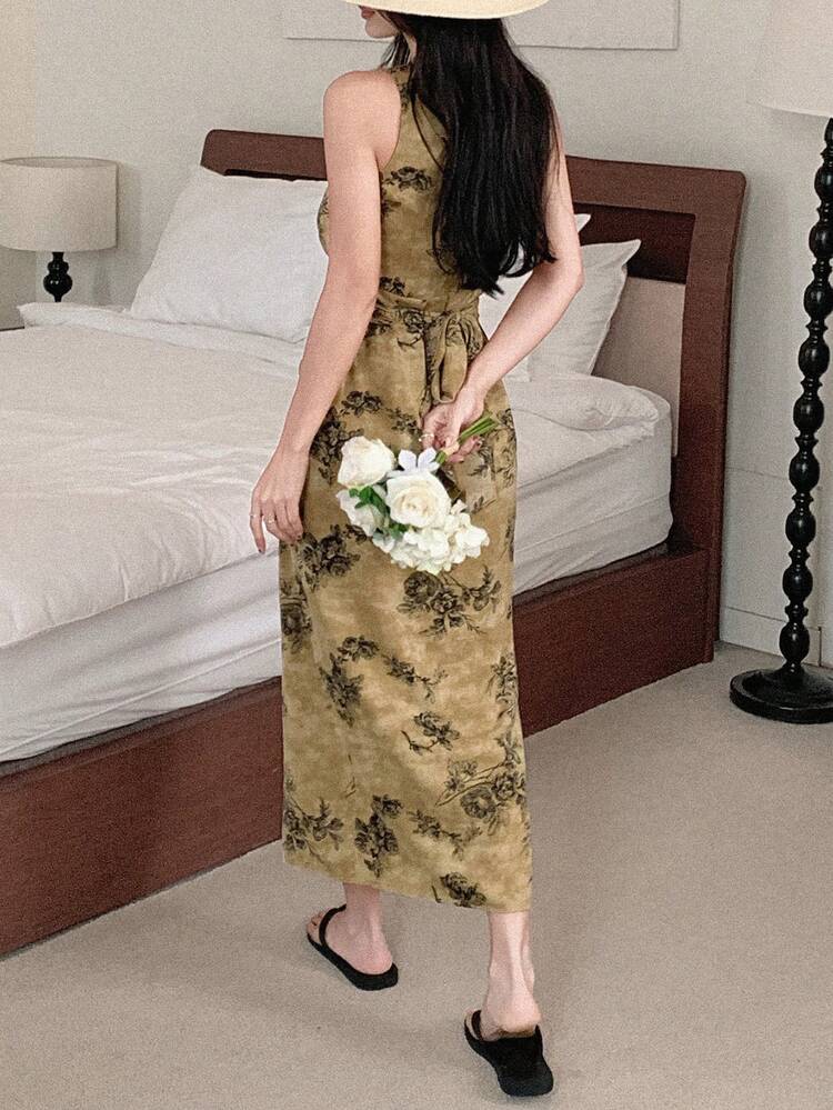 Women's Floral Print Vintage Elegant Date Party Dress, Valentine Outfits For Women Dress Sundress