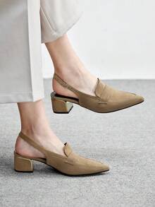 CUCCOO BIZCHIC Women's Backstrap Mule Slip-On Shoes, Buckle Design, Commuting High Heels - Camel - View 1