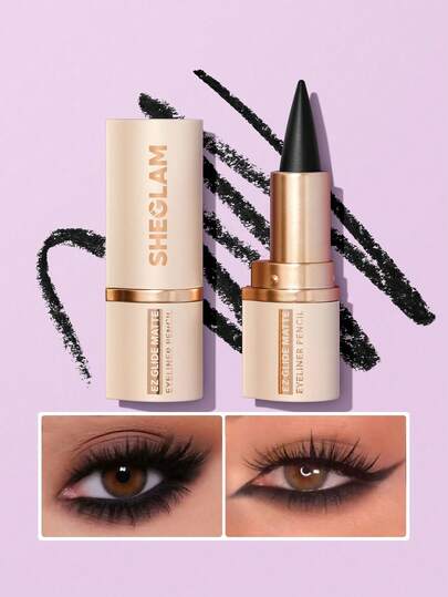 SHEGLAM Ez Glide Matte Eyeliner Pencil Highly Pigmented Black Smoky Eyes Matte Eyeliner Pencil Smudge-Proof Long-Lasting Ultra-Fine  Eyeliner Blendable Smooth Cat Eye Eye Make Up Black Eyeliner Kohl,Kajal,Henna Brand Beauty Makeup Face Paint Cosmetic For Women Girls Perfect For Winter Spring Ideal For Y2K Fancy Fashion Suitable For Birthday Gift Party Ready Best Color