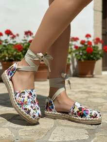 Espadrilles With Ankle Straps - 彩色 - 查看 1