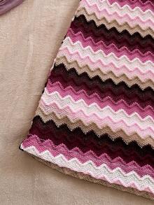 Soleia 女士性感波西米亚度假风露背系带吊带上衣和撞色锯齿印花迷你裙套装 - 彩色 - 查看 5