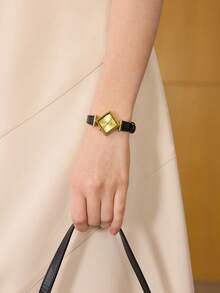 MOTF 金色菱形金珠美甲女士手表 - 黑色 - 查看 1