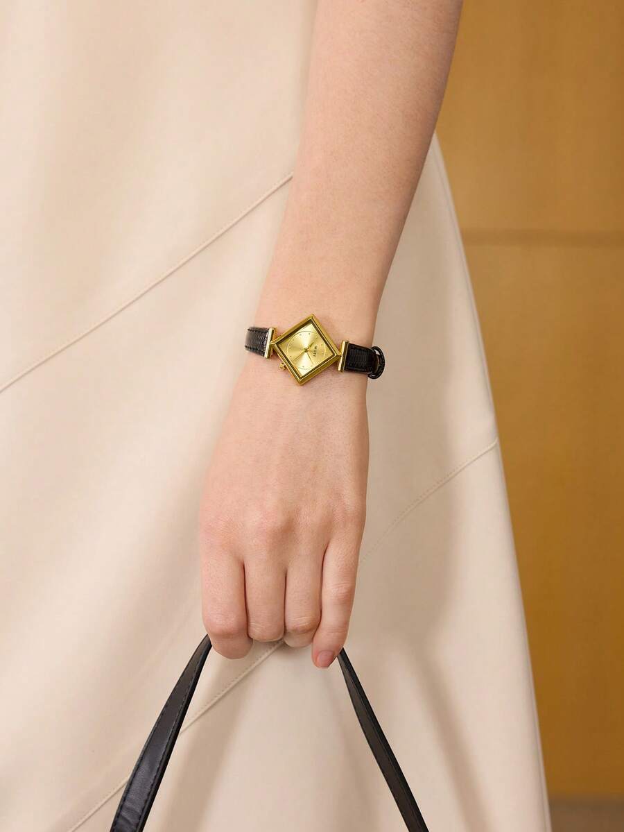 MOTF 金色菱形金珠美甲女士手表 - 黑色 - 查看 1