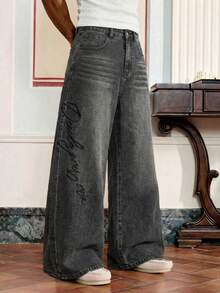 SWAVVY Men's Pocket Button Casual Versatile Commute Loose Fit Jeans - Black - View 2