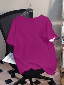 Nick 90s | SHEIN 大码字母卡通图案圆领短袖T恤 - 白色 - 查看 2