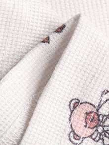 Dazy Plus Bộ đồ ngủ 2 món in hình hoạt hình dễ thương, gồm áo tay dài rộng rãi và quần dài, thích hợp cho mùa xuân/thu. - Xám - Xem 3