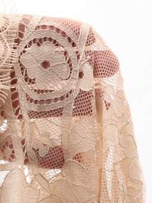 Dazy Plus Elastic Waist Lace Layered Versatile Sheer Skirt - Khaki - View 9