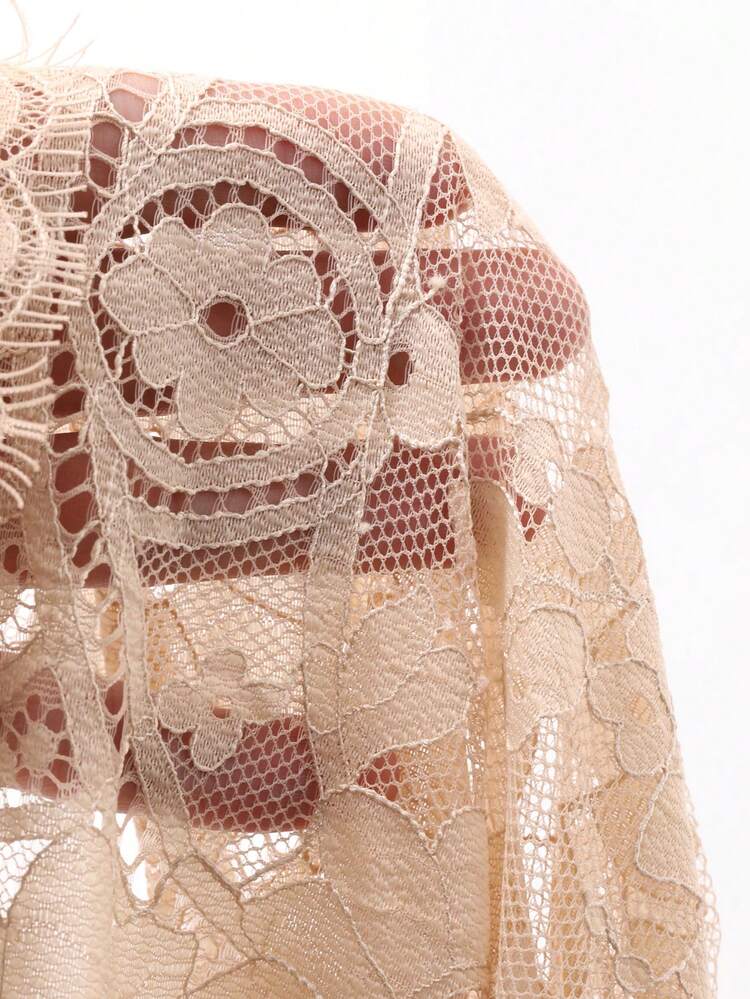 Dazy Plus Elastic Waist Lace Layered Versatile Sheer Skirt Summer