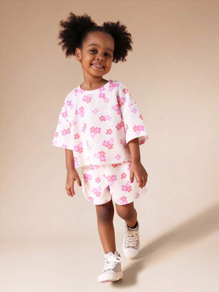 Ensemble t-shirt et short à imprimé floral