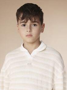 Bộ áo polo và quần short dệt kim họa tiết waffle SUMWON dành cho bé trai, kiểu dáng thường ngày, tay ngắn, có cổ, thích hợp cho kỳ nghỉ hè. - Màu xanh lam - Xem 5