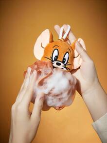 TOM & JERRY X SHEIN 1/2 件装卡通猫鼠头沐浴海绵，超柔软泡沫网，用于沐浴，配有挂绳。 - 彩色 - 查看 4