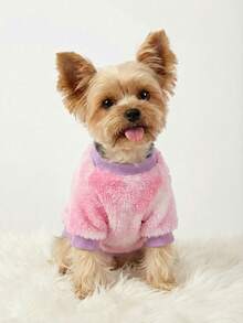 PETSIN 1 Pc Pet Cat/Dog Fleece Warm & Cozy Tie-Dye Fashion Round Neck - Pink - View 4