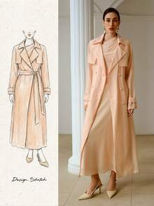 ZEYLAH Lightweight Semi-Sheer Long Windbreaker Jacket, Spring/Summer - Baby Pink - View 7