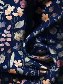 SHEIN CURVE+ Plus Size Women Casual Floral Print Ruffle Sleeve Blouse - White - View 4