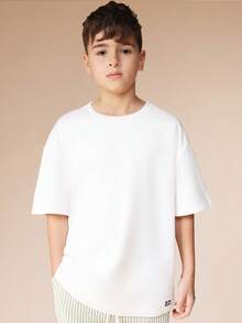 SUMWON Boys Summer Sorrento Lemon Print Short Sleeve Tee And Striped Shorts Two Piece Co Ord Set Casual - White - View 3