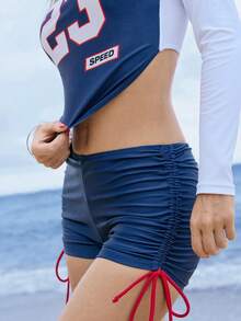 Swim SPRTY Women's New Surfing Suit Two Pieces Swimsuit Set, Printed Tankini Top And Bottom, Summer Women's Crew Neck Long Sleeve Casual Swimsuit Set - Multicolor - View 6