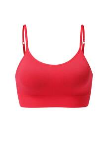 Eraneu 1pc Women's Seamless Comfortable Wireless Soft Camisole Bra - Red - View 6