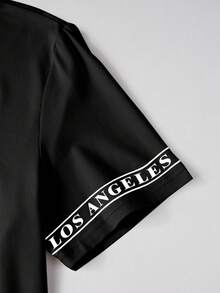 Manfinity Hypemode Men's Simple Printed Crew Neck Short Sleeve T-Shirt, Men's LA Printed T-Shirt - Multicolor - View 3