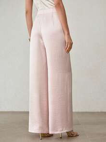 MOTF PREMIUM SATIN ELEGANT HIGH WAIST WIDE LEG PALAZZO PANTS, SPRING/SUMMER - Pink - View 3