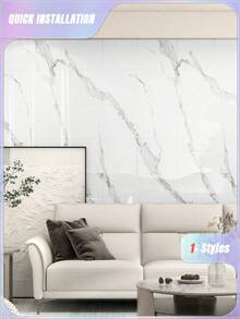 10 件装 0.9 ㎡ 深灰色大理石纹瓷砖贴纸防水防潮铝塑板自粘墙纸适用于墙面翻新装饰情人节、情人节婚礼、生日 - 白色 - 查看 3