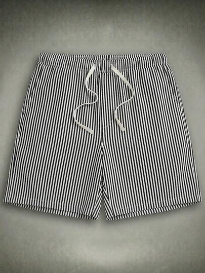 HIMLAND 男士条纹休闲梭织短裤