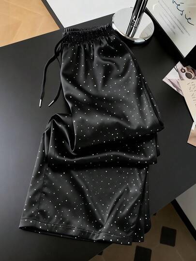 GlowEve Women's Polka Dot Print Drawstring Waist Casual Pants