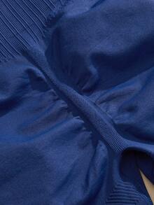 Anewsta 藏蓝色高腰提臀健身紧身裤，收腹跑步瑜伽裤（女款） - 藍色 - 查看 5