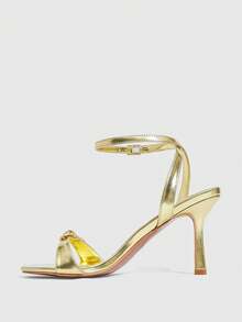 CUCCOO SZL 女士时尚金色露趾高跟凉鞋，夏季 - 金色 - 查看 5