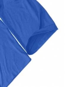 ROMWE MEN Spring Casual Graphic Men'S Casual Letter Print Long Sleeve T-Shirt, Spring/Autumn - Blue - View 4