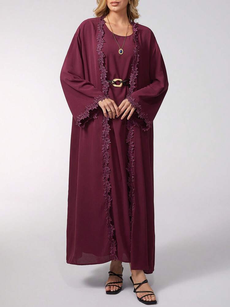 Parysyn مجموعة قطعتين كاجوال وأنيقة كبيرة الحجم للنساء - أحمر بنفسجي - مشاهدة 6