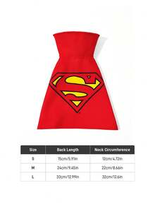 SUPERMAN X SHEIN 1 buah Hiasan Jubah Hewan Peliharaan Berlogo, Kerah, Cocok untuk Anjing, Cocok untuk Kucing - Merah - View 8