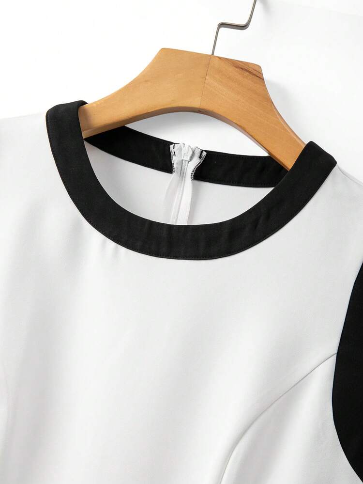 SHEIN Franclia Women's Casual Sleeveless Contrast Color Dress - White - View 6