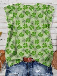 EMERY ROSE 加大码绿色碎花休闲简约衬衫，适合夏季穿着 - 彩色 - 查看 2