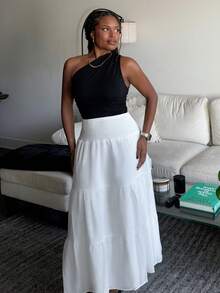 Tyla Gomez 净色荷叶边下摆半身裙 - 白色 - 查看 5