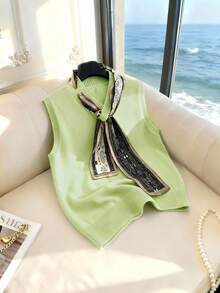 GlowEve 优雅设计女士围巾领带针织背心 - 綠色 - 查看 3