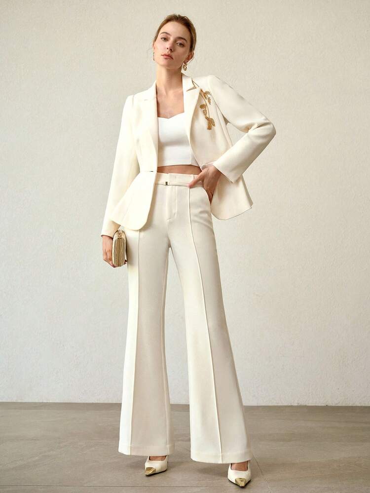 ELEGANT FITTED FLARED LEG SUIT PANTS, SPRING/SUMMER