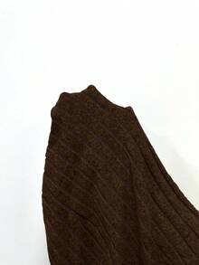 SHEIN Pantalones casuales sueltos de pierna ancha, de unicolor y cintura ajustable para maternidad - Café integral - Ver 8