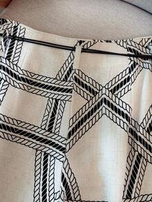 Airaco 女士休闲度假亚麻印花短裤，配腰带 - 彩色 - 查看 6